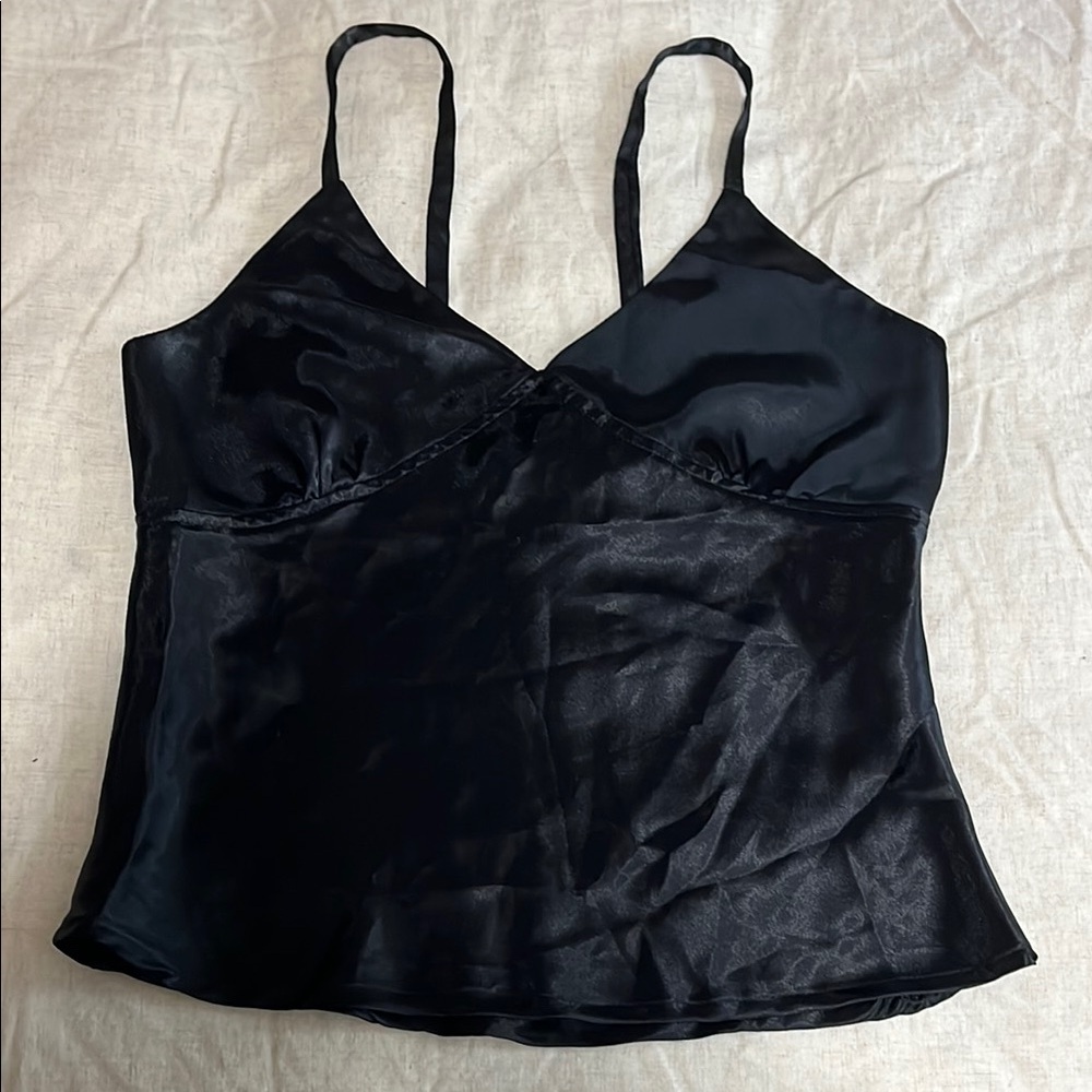 Gantos Black Satin Tank Top M